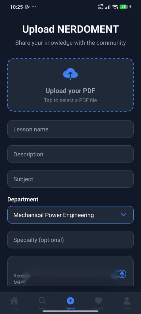 Upload a Nerdoment screen